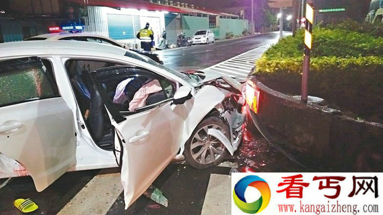 男子酒驾撞花圃致1死4伤推称是女友开车（图）