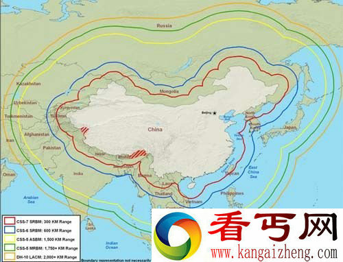 [多图]美国发表的解放军兵力武器分布图 常规导弹覆盖范围