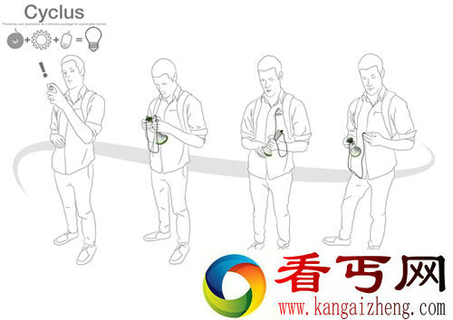 弹簧驱动 Cyclus会发电的不插花的花瓶