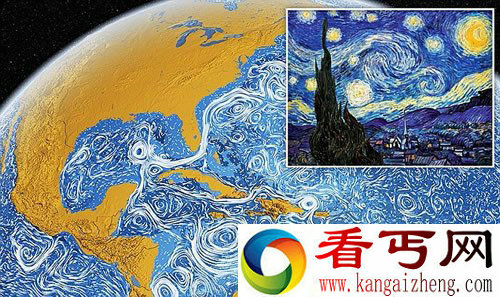 NASA绘制地表洋流图 似梵高的名作《星空》