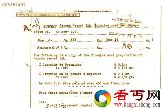 中情局解密文件曝光隐形墨水制作方法